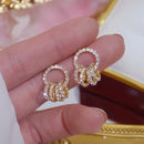 Hot Sale Exquisite Luxury Zircon Stud Earrings For Women AAA Zircon Shiny Rhinestone Geometrical Earring Party Wedding Jewelry