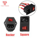 3D Printer Parts 220V/110V 6A Power Supply Switch Male Socket with Fuse for DIY Accessories AC Power Socket Wiring Connector