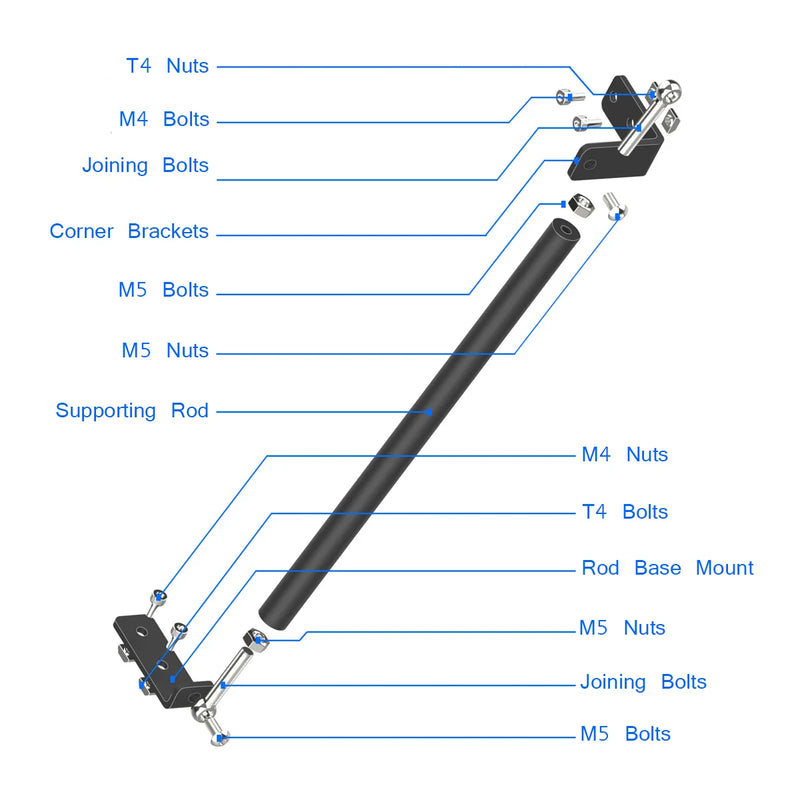 3D Printer Parts Supporting Pull Rod Kit Aluminum Alloy Tie Rod Set Compatible with Creality Ender-3/Ender-3S/Ender-3Pro CR10