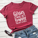 Horses Make Me Happy Bedrucktes New Arrival Damen Lustiges Freizeit-T-Shirt aus 100% Baumwolle, Farm-Shirts, Cowgirl-Tees, Country-Shirt