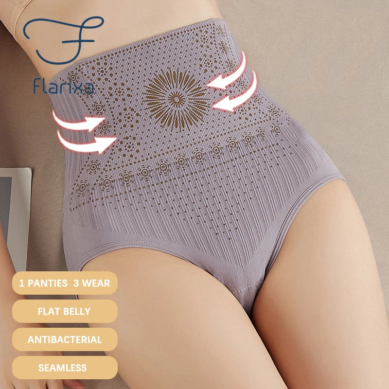 Flarixa Seamless Women's Panties High Waist Flat Belly Panties Body Shaping Underwear Comfort Postpartum Abdominal Pants Briefs