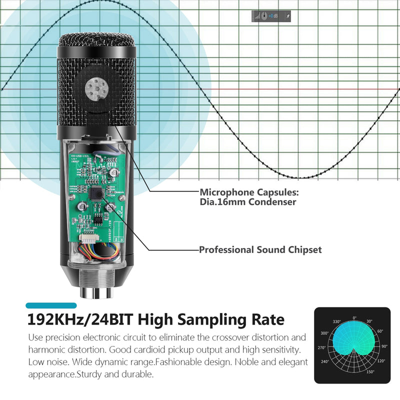 NEEWER USB Microphone,192KHZ/24Bit hypercardioid Condenser Microphone for YouTube Vlogging,Game Streaming,Podcasting,Skype Calls