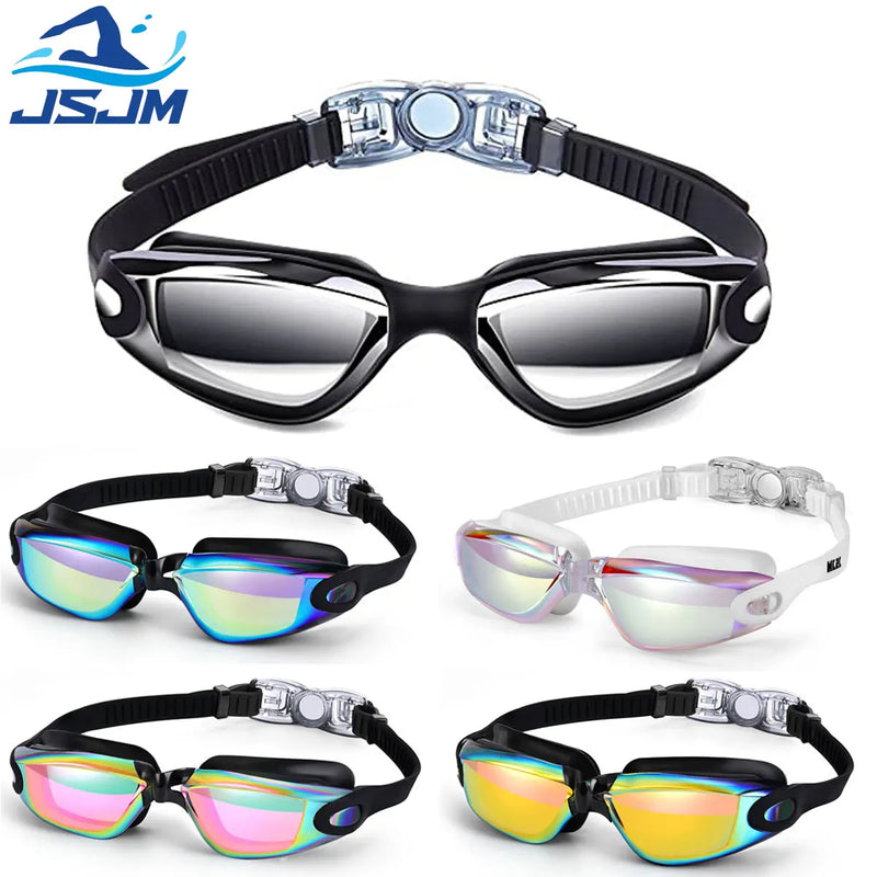 JSJM New Professional Adult Anti-fog UV Protection Lens Men Women Swimming Goggles Waterproof Adjustable Silicone Swim Glasses