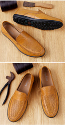 Echtes Leder Herren Freizeitschuhe Luxusmarke 2020 Sommer Herren Loafer Mokassins Atmungsaktive Slipper Slipper Fahrschuhe Übergröße 37-47