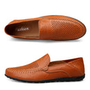 Echtes Leder Herren Freizeitschuhe Luxusmarke 2020 Sommer Herren Loafer Mokassins Atmungsaktive Slipper Slipper Fahrschuhe Übergröße 37-47