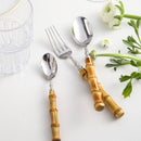 20 Stücke 5 Stücke Kreative Natur Bambus Besteck Set 304 Edelstahl Steak Besteck Geschirr Set Löffel und Gabel Hign-End-Qualität