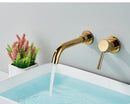 Black Basin Faucet Wall Mounted Gold 360° Rotating Bathroom Sink Faucets Embedded Hot Cold Water Mixer Tap Dual Hole Basin Crane