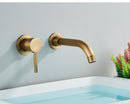 Black Basin Faucet Wall Mounted Gold 360° Rotating Bathroom Sink Faucets Embedded Hot Cold Water Mixer Tap Dual Hole Basin Crane