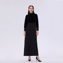 AP 2025 New Arrival Women Autumn Velvet Patchwork Dress Elegant Lady Maxi Dress Fashion