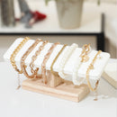 1pc Wooden Base T-Shaped PU Leather / Velvet Bracelet Display Rack Bangle Watch Hairband Jewelry Storage Stand Holder Organizer
