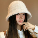 Autumn Winter Wool Bucket Hat Thicken Warm Simple Fashion Dome Wool Caps Panama Hats Bonnet for Women Solid Warm Bucket Hats