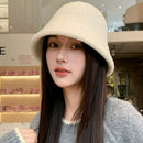 Autumn Winter Wool Bucket Hat Thicken Warm Simple Fashion Dome Wool Caps Panama Hats Bonnet for Women Solid Warm Bucket Hats