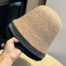 Autumn Winter Wool Bucket Hat Thicken Warm Simple Fashion Dome Wool Caps Panama Hats Bonnet for Women Solid Warm Bucket Hats