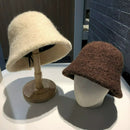 Autumn Winter Wool Bucket Hat Thicken Warm Simple Fashion Dome Wool Caps Panama Hats Bonnet for Women Solid Warm Bucket Hats