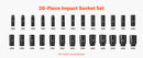 SucceBuy 26/65PCs US Plus Drive Impact Socket Set Deep Standard Socket Set SAE Metric 6 Point CR-V Cr-Mo Alloy Steel Auto Repair