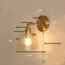 The Verdigris | Green Glass LED Wall Sconce with Pull Chain Switch