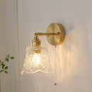 The Verdigris | Green Glass LED Wall Sconce with Pull Chain Switch