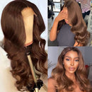 13x4 Braune Lace Front Echthaarperücken vorgezupft mit Babyhaar Schokoladenfarbene Knochenglatte Echthaar Lace Frontal Perücken