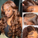 13x4 Braune Lace Front Echthaarperücken vorgezupft mit Babyhaar Schokoladenfarbene Knochenglatte Echthaar Lace Frontal Perücken