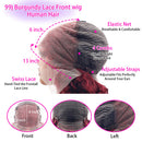 13x4 HD Body Wave 99J Burgundfarbene Echthaarperücken für Frauen 200 Dichte 13x6 Transparente Lace Frontal Perücken 42 44 Zoll