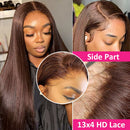 13x4 Braune Lace Front Echthaarperücken vorgezupft mit Babyhaar Schokoladenfarbene Knochenglatte Echthaar Lace Frontal Perücken