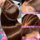 13x4 Braune Lace Front Echthaarperücken vorgezupft mit Babyhaar Schokoladenfarbene Knochenglatte Echthaar Lace Frontal Perücken