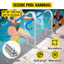 SucceBuy 30-55"x22-32" Swimming Pool Handrail With 4ft Grip Cover Humanized Design & M8 Drill Bit Pool Railing Ladder Stair Rail