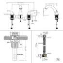 PARLOS Widespread Two Handles Bathroom Faucet with Metal Pop Up Drain and cUPC Faucet Supply Lines, Brushed Nickel