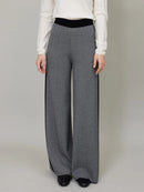 ASSUAL | High Waist Side Striped Wool Knitted Wide Leg Pants