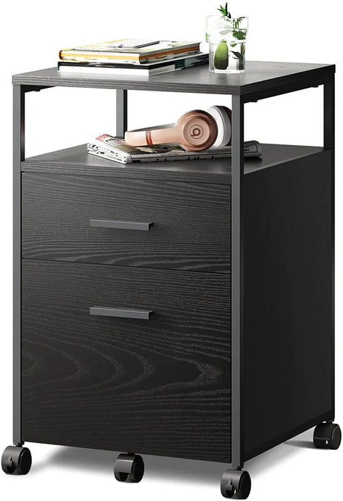 Aktenschrank aus Holz mit 2 Schubladen und offenem Ablagefach DEVAISE