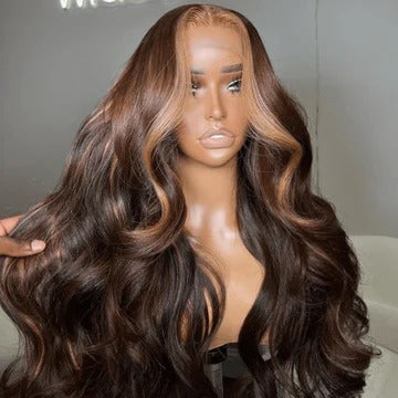 Tuneful Highlight Brown Wigs 13x4 5x5 HD Lace Front closure Human Hair Frontal Wigs