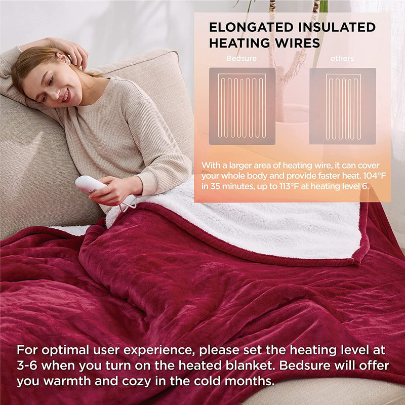 Bedsure Electric Soft Fleece Sherpa Heating Blanket