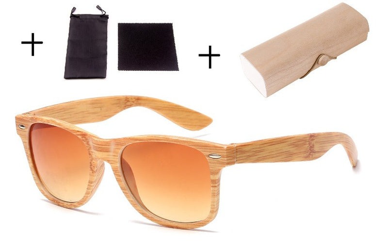 Retro-inspirierter Holzdruck, künstlerische Mode, klassische Sonnenbrille mit Hornrand und mehrfarbig
