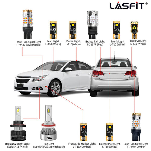 2011-2015 Chevrolet Cruze H13 LED Bulbs Exterior Interior Lights