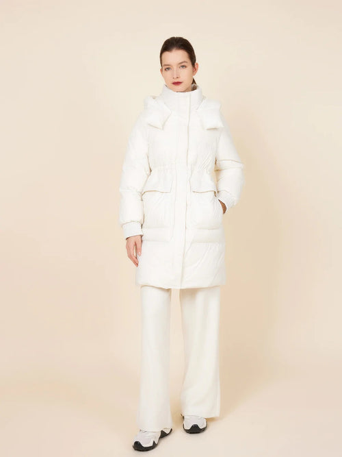 ASSUAL  Zipper Pockets Hooded Puffer Down Coat