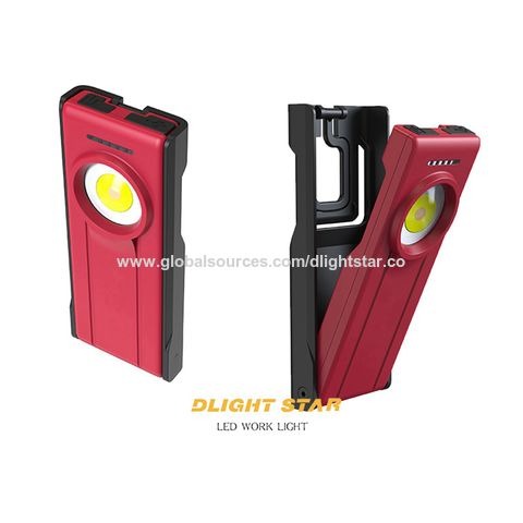 Factory price ultri thin portable Work Light Rechargeable , 180 degree foldable Magnetic Light with Hook & Clip for inspetion