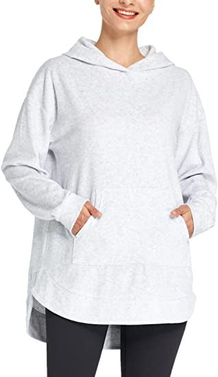 Max Allie Women's Soft Fleece Hoodie Casual Long Sleeve Solid Lightweight Velvet Pullover Pocket Front Loose Sweatshirt