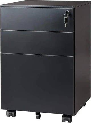 Metal 3 Drawer Mobile File Cabinet with Lock  DEVAISE