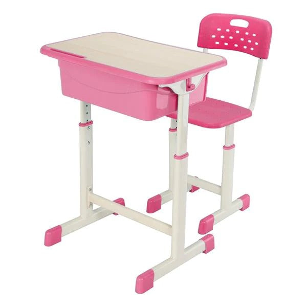 Verstellbarer Schülerschreibtisch und -stuhl-Kit Pink
