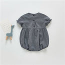 2021 Sommer Kurzarm V-Ausschnitt Stickerei Baby Mädchen Strampler