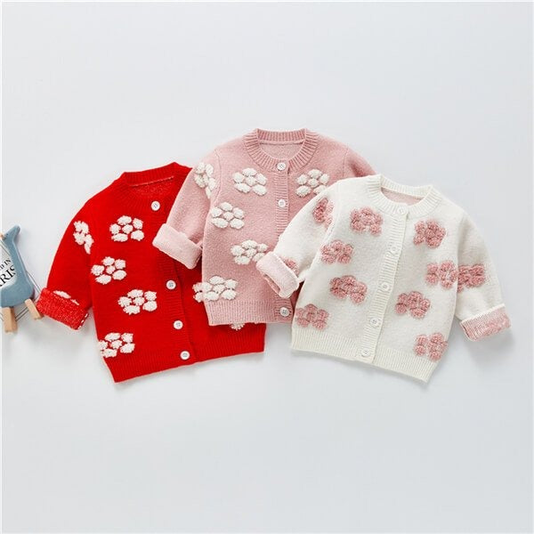 Cute flower infant baby girls cardigan sweater