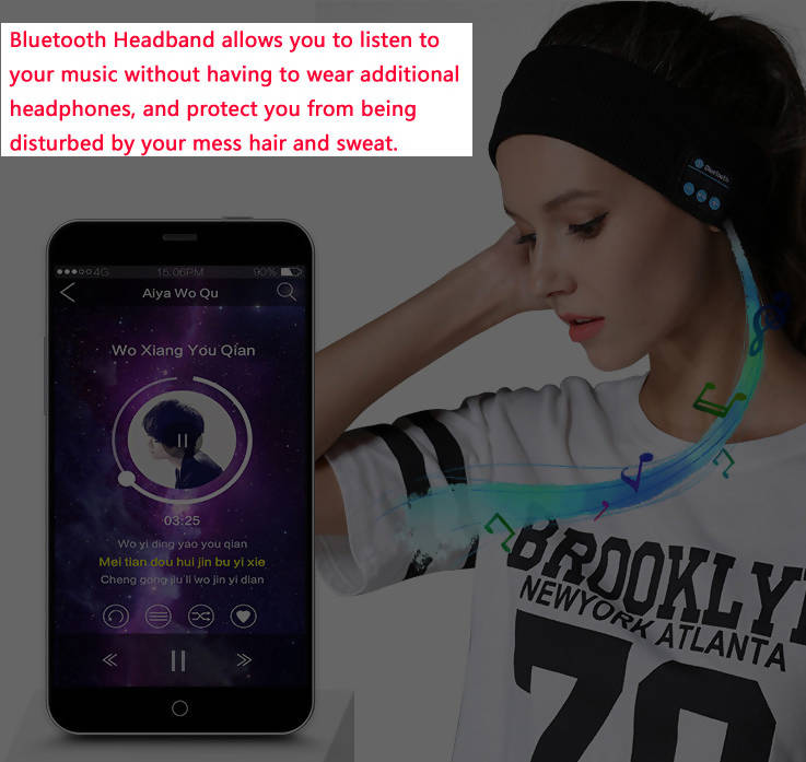 Bluetooth Headband-Wireless Sports Headband Headphones with Ultra-Soft Music Headband-Perfect Sleeping Headphones, Running, Yoga, Travel