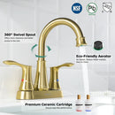PARLOS 2-handle Bathroom Faucet Brushed Gold with Pop-up Drain & Supply Lines, Demeter,1.5GPM