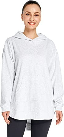Max Allie - Sudadera con capucha de forro polar suave para mujer, informal, de manga larga, de terciopelo, ligera, con bolsillo delantero, suelta