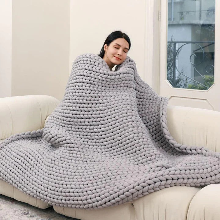 Grey Chunky Weighted Blanket