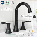PARLOS 2-Handle 8 inch Widespread Bathroom Faucet with Valve and Pop Up Drain Assembly and cUPC Faucet Supply Hoses, Matte Black, Demeter,1.5GPM