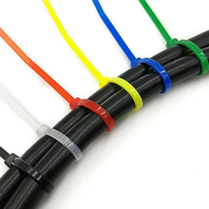 WAHSURE MULTI COLOR ZIP TIES NEON SMALL NYLON TIES ASSORTED 6 COLORS COMBINATION SET (GREEN ,YELLOW, BLACK, WHITE, BLUE, RED) 4 INCH FOR CRAFTS,BULK 600 PACK
