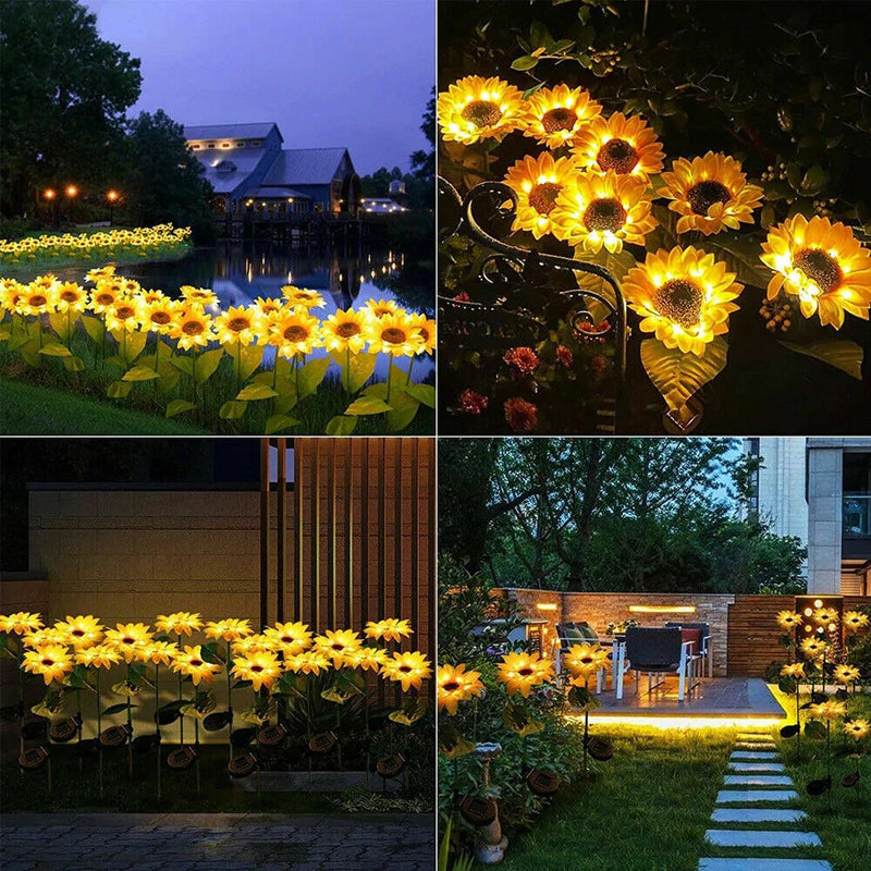 (2er-Set) Outdoor-Solargarten Verbessertes LED-betriebenes Licht mit 20 LED-Sonnenblumen wasserdicht