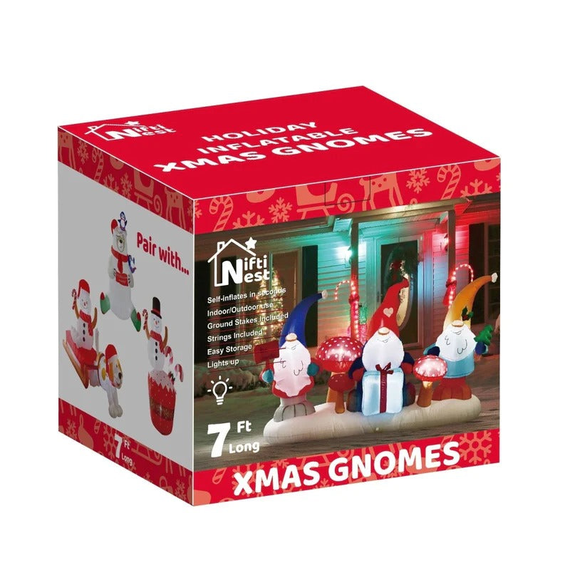 4' Ft Xmas Gnomes Holiday Schlauchboot 