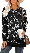 Women's Drop Long Sleeve Sweatshirt Tops Casual Crewneck Tunic Sweartshirts With Side Slits